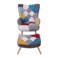 MARON Set Armchair & Stool, Patchwork Fabric