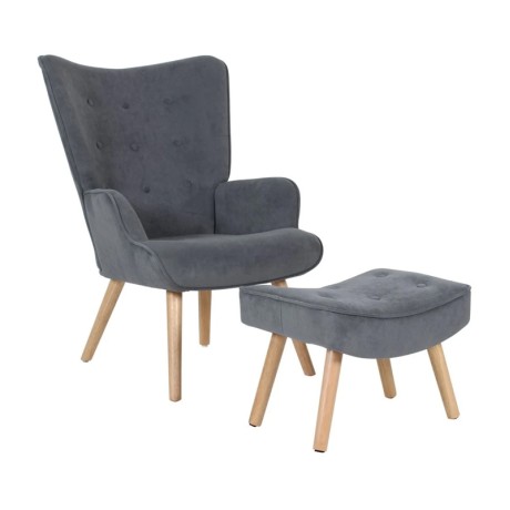 ALMA Set Armchair & Stool, Grey Velure (K/D)