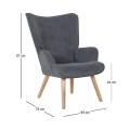 ALMA Set Armchair & Stool, Grey Velure (K/D)