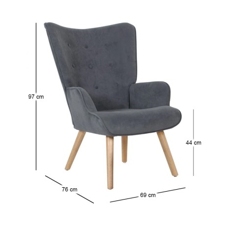 ALMA Set Armchair & Stool, Grey Velure (K/D)