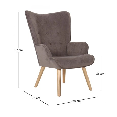 ALMA Set Armchair & Stool, Brown Velure (K/D)