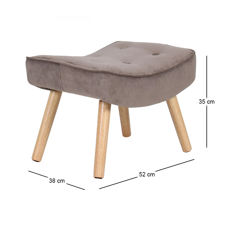 ALMA Set Armchair & Stool, Brown Velure (K/D)