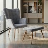 Lily Megapap velvet armchair with stool in grey color 70x62x98cm.
