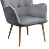 Lily Megapap velvet armchair with stool in grey color 70x62x98cm.