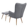 Lily Megapap velvet armchair with stool in grey color 70x62x98cm.