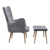 Lily Megapap velvet armchair with stool in grey color 70x62x98cm.