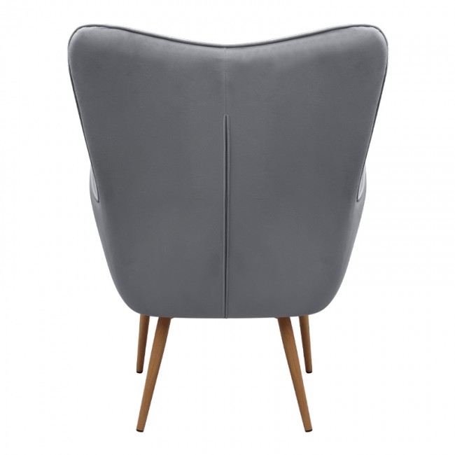 Lily Megapap velvet armchair with stool in grey color 70x62x98cm.