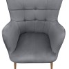 Lily Megapap velvet armchair with stool in grey color 70x62x98cm.