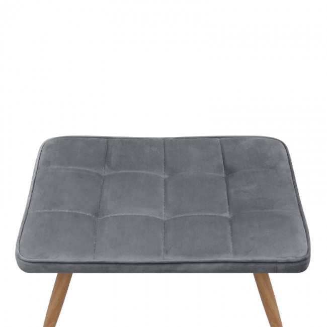 Lily Megapap velvet armchair with stool in grey color 70x62x98cm.