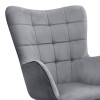 Lily Megapap velvet armchair with stool in grey color 70x62x98cm.