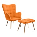 Lily Megapap velvet armchair with stool in yellow color 70x62x98cm.