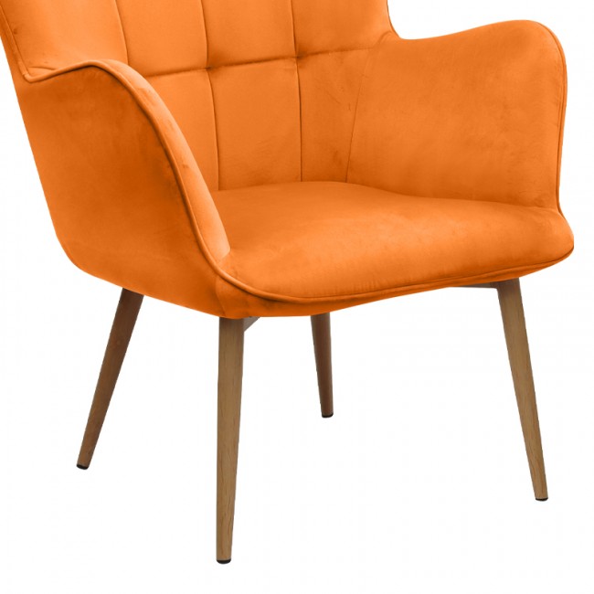 Lily Megapap velvet armchair with stool in yellow color 70x62x98cm.