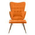 Lily Megapap velvet armchair with stool in yellow color 70x62x98cm.