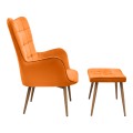 Lily Megapap velvet armchair with stool in yellow color 70x62x98cm.