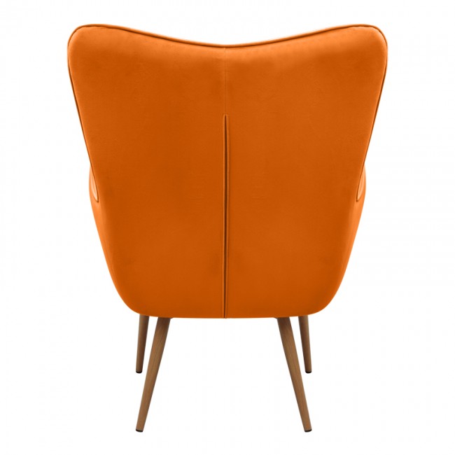 Lily Megapap velvet armchair with stool in yellow color 70x62x98cm.