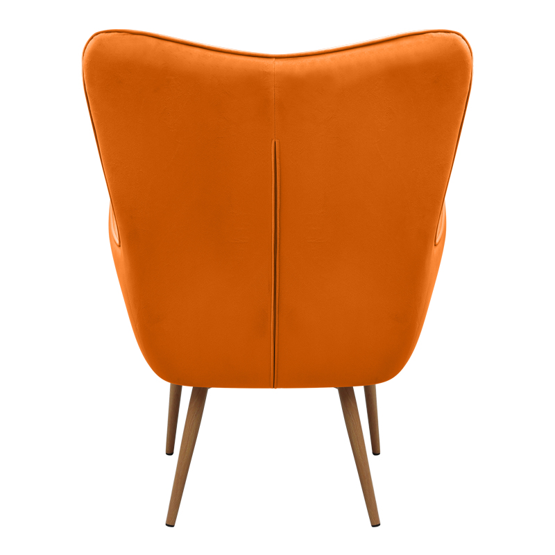 Lily Megapap velvet armchair with stool in yellow color 70x62x98cm.