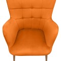 Lily Megapap velvet armchair with stool in yellow color 70x62x98cm.