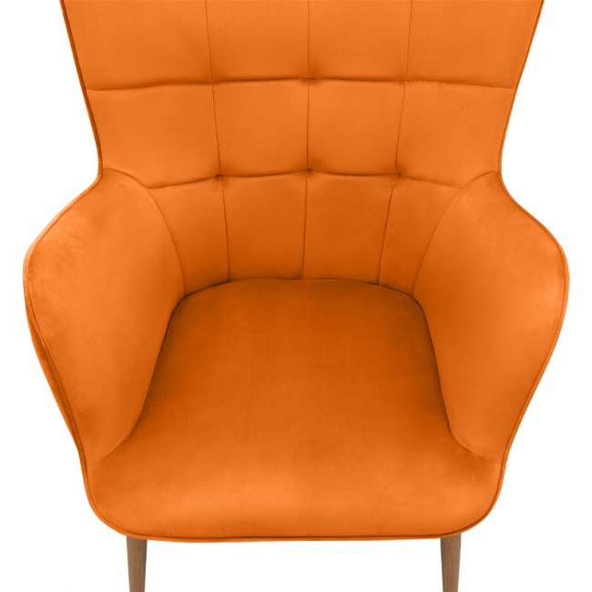 Lily Megapap velvet armchair with stool in yellow color 70x62x98cm.