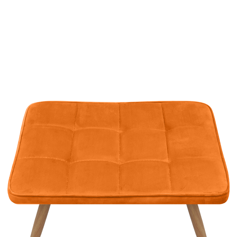 Lily Megapap velvet armchair with stool in yellow color 70x62x98cm.