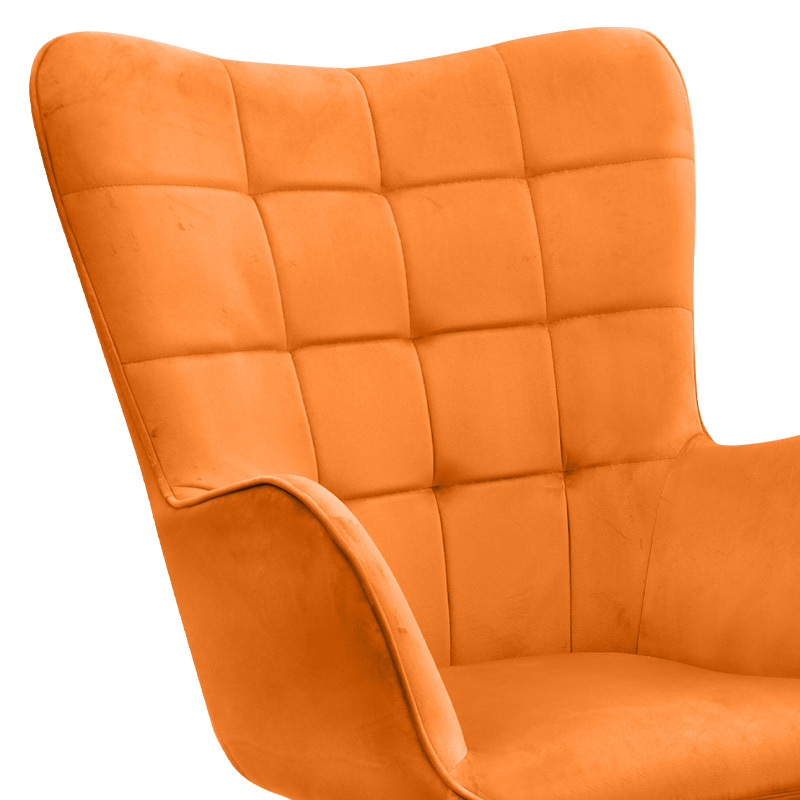 Lily Megapap velvet armchair with stool in yellow color 70x62x98cm.
