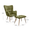 Lily Megapap velvet armchair with stool in olive color 70x62x98cm.