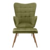 Lily Megapap velvet armchair with stool in olive color 70x62x98cm.