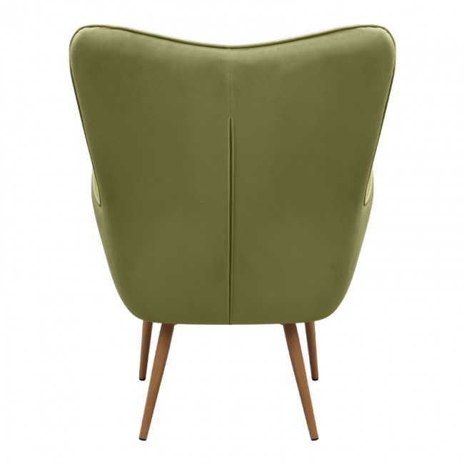 Lily Megapap velvet armchair with stool in olive color 70x62x98cm.