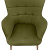 Lily Megapap velvet armchair with stool in olive color 70x62x98cm.