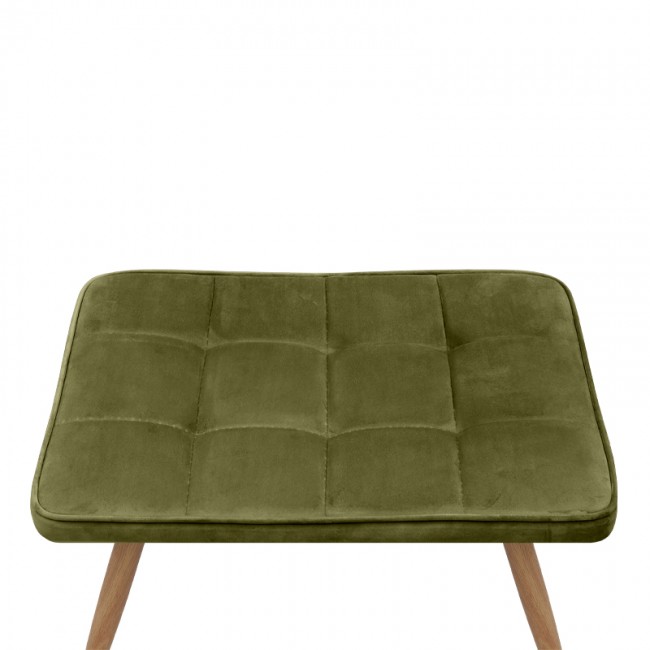 Lily Megapap velvet armchair with stool in olive color 70x62x98cm.