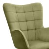 Lily Megapap velvet armchair with stool in olive color 70x62x98cm.