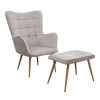 Lily Megapap velvet armchair with stool in beige color 70x62x98cm.