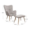 Lily Megapap velvet armchair with stool in beige color 70x62x98cm.