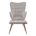 Lily Megapap velvet armchair with stool in beige color 70x62x98cm.