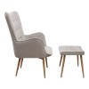 Lily Megapap velvet armchair with stool in beige color 70x62x98cm.