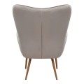 Lily Megapap velvet armchair with stool in beige color 70x62x98cm.