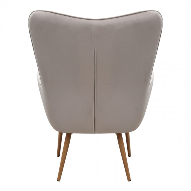Lily Megapap velvet armchair with stool in beige color 70x62x98cm.