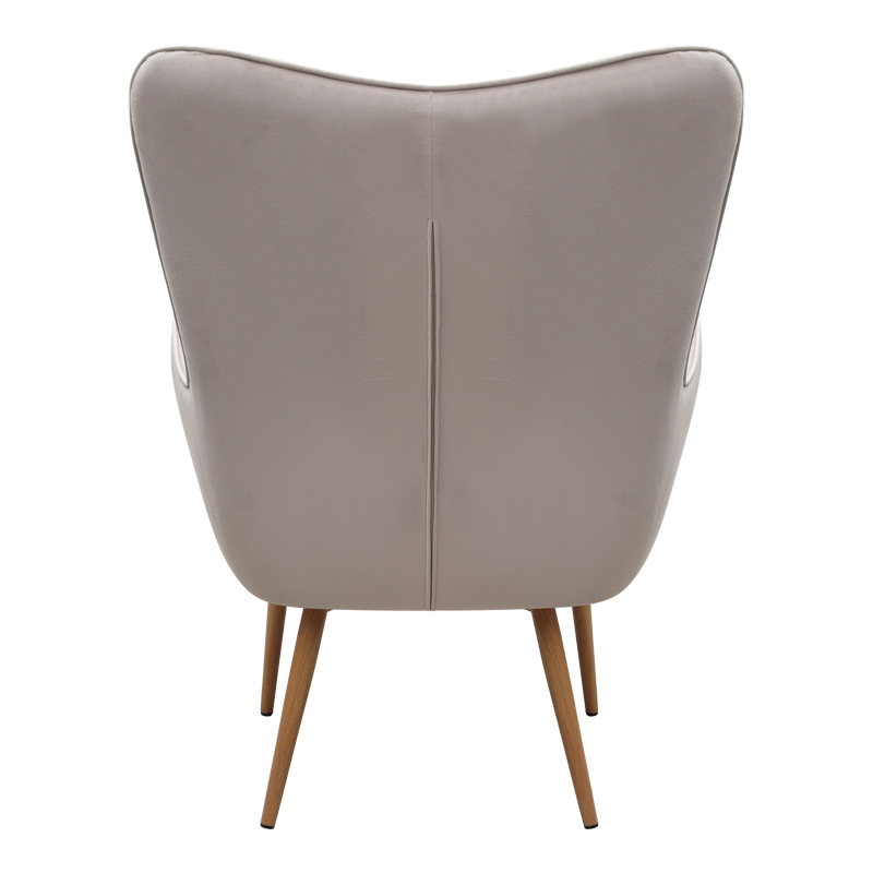 Lily Megapap velvet armchair with stool in beige color 70x62x98cm.
