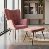 Lily Megapap velvet armchair with stool in rotten apple color 70x62x98cm.