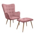 Lily Megapap velvet armchair with stool in rotten apple color 70x62x98cm.