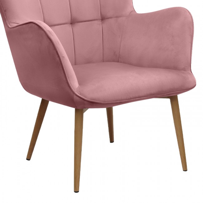 Lily Megapap velvet armchair with stool in rotten apple color 70x62x98cm.
