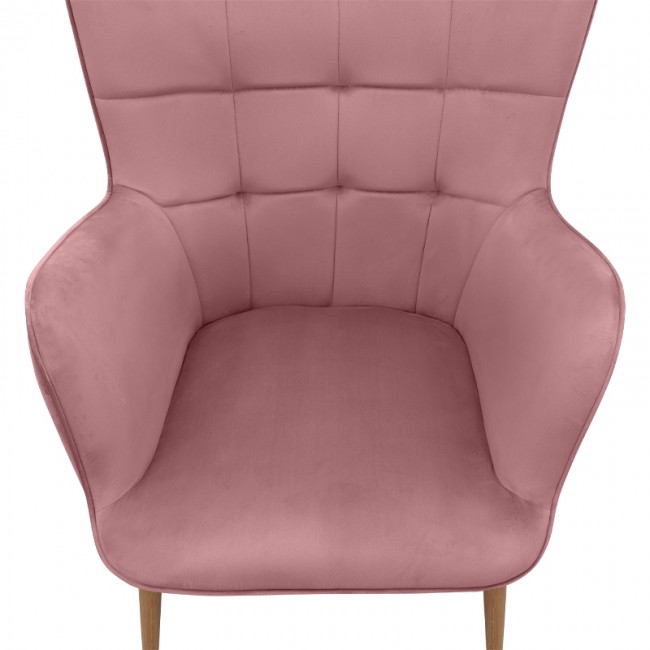 Lily Megapap velvet armchair with stool in rotten apple color 70x62x98cm.