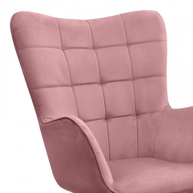 Lily Megapap velvet armchair with stool in rotten apple color 70x62x98cm.