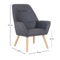 NATTALY Armchair Grey Nabuk Fabric K/D