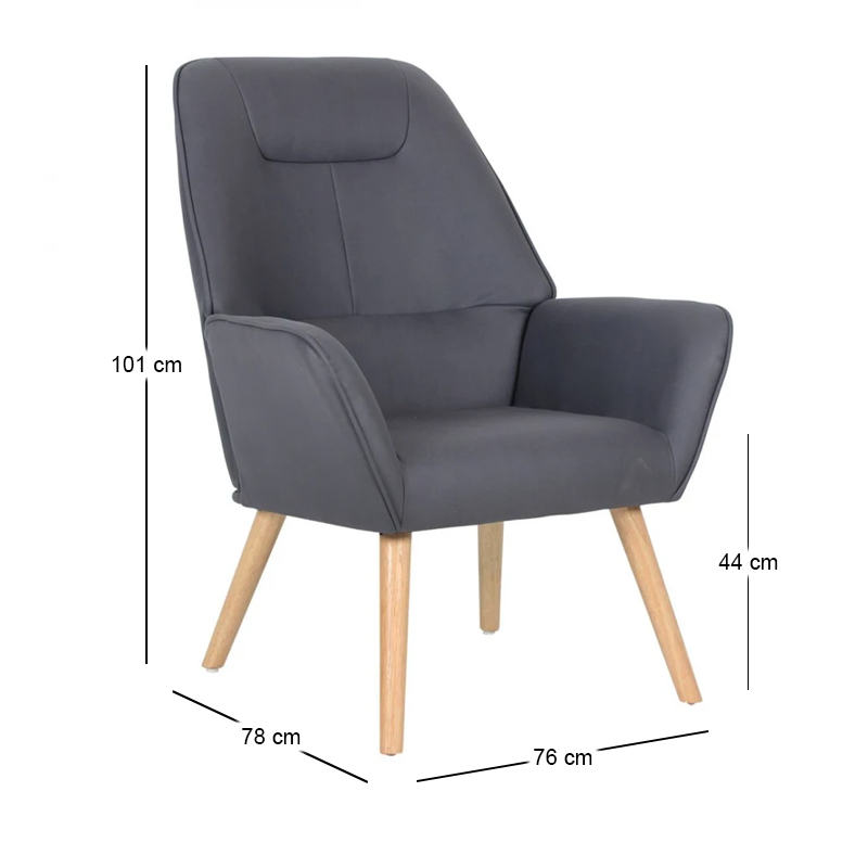 NATTALY Armchair Grey Nabuk Fabric K/D