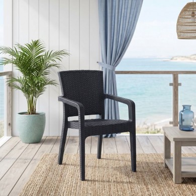 Clio Megapap recycled polypropylene armchair in anthracite color 57x55x86cm.