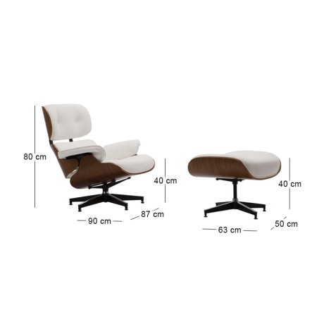 RELAX Armchair With Footrest Stool White Pu