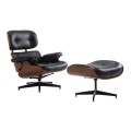 RELAX Armchair With Footrest Stool Black Pu