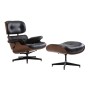 RELAX Armchair With Footrest Stool Black Pu