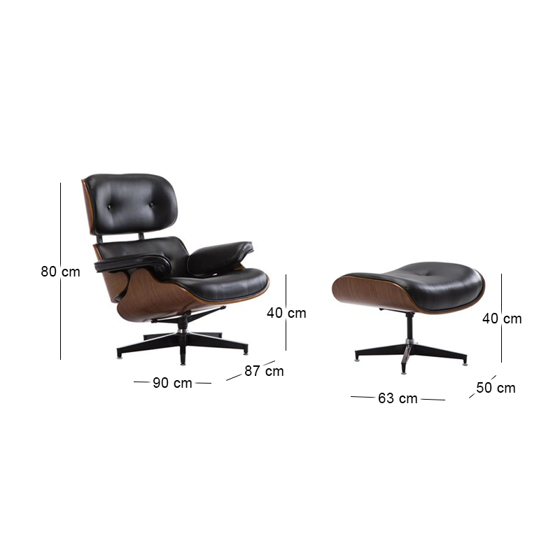 RELAX Armchair With Footrest Stool Black Pu