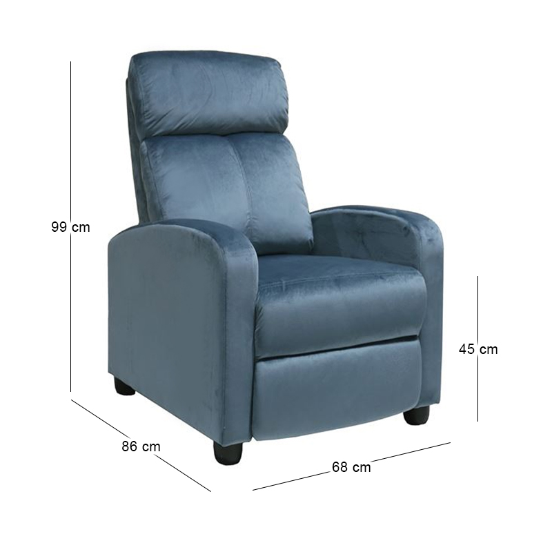PORTER Armchair Relax Grey-Blue Velure